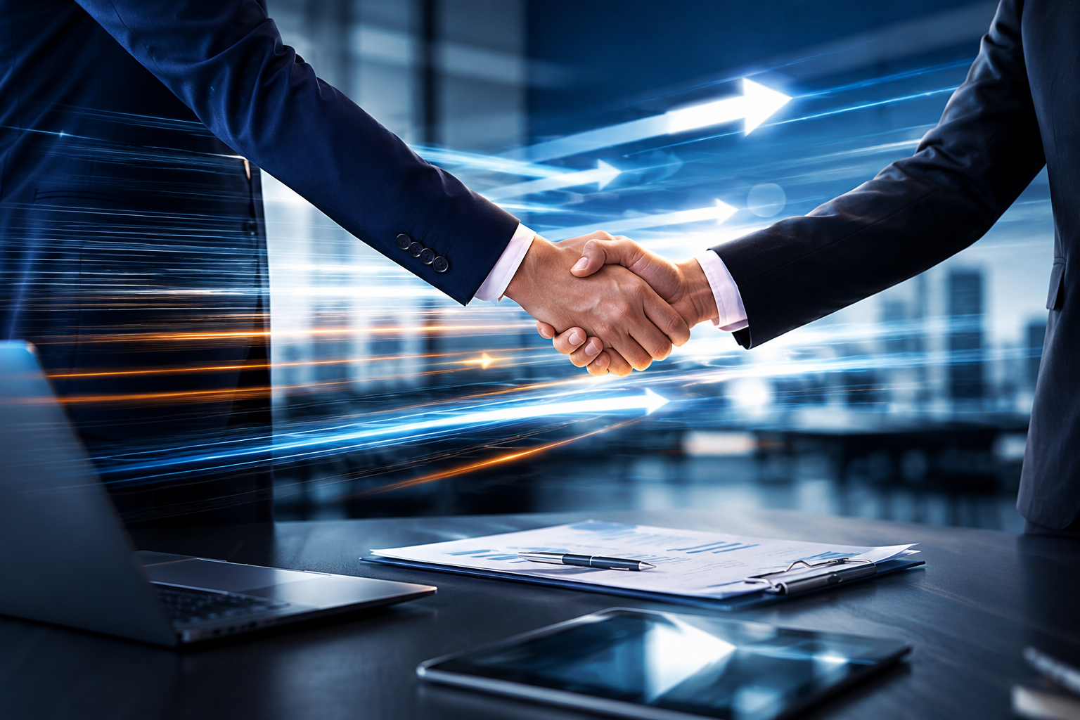 Business professionals shaking hands